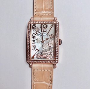 Franck Muller LONG ISLAND Long Island series of the most beautiful ladies quartz belt square watch enamel painted