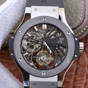 ساعة Hublot Hublot Big Bang Hollow Tourbillon مليئة بالماس وحزام مطاطي وحزام مطاطي أوتوماتيكي للرجال