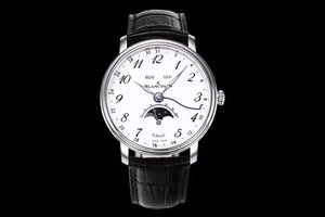 OM منتج جديد Blancpain Villeret Classic Series 6639 Moon Phase عرض عصامي حركة 6639 ساعة رجالية كاملة الميزات.