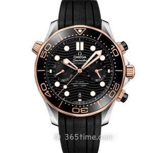 UM Omega Seamaster Chronograph Series 210.22.44.51.01.001 ساعة كرونوغراف للرجال من الذهب الوردي بشريط ميكانيكي.