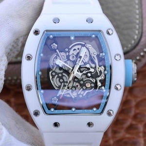 RM Factory Richard Mille RM055 ساعة ميكانيكية أوتوماتيكية للرجال من السيراميك بشريط سيراميك.