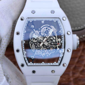 RM Factory Richard Mille RM055 ساعة ميكانيكية أوتوماتيكية للرجال من السيراميك بشريط سيراميك.