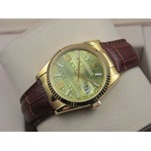 Rolex Rolex Watch Datejust 18K Gold Leather Casual Fashion Gold Face LOGO Noodle D Digital Scale Men's Watch Swiss ETA Movement