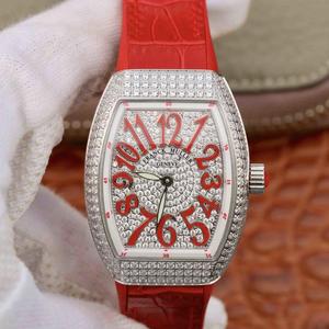 Franck Muller Vanguard V32 damer ur, uret er inspireret af sin smukke design og unikke form, med sol præget ursæt