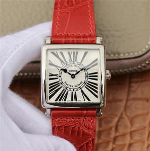 Z6 Franck Muller Master Square Series Ladies Watch Red Belt Watch Schweiziske Original Ronda Quartz Movement