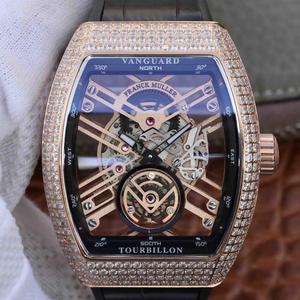 Franck Muller helt nye Vanguard Skeleton skelet bro Designet omhyggeligt at fremhæve strukturen af uret, mænds håndled.