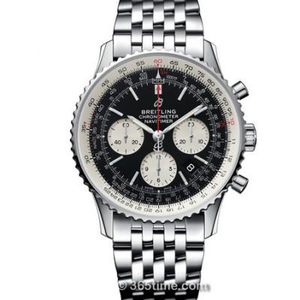 GF Factory Breitling Aviation Chronograph 1 B01 Kronograf, Mænds Automatiske Mekaniske Kronograf, Hvid plade, stålbånd