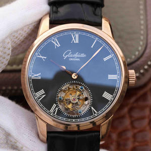 Senator Glashütte Series True Tourbillon Movement (Manuel) Mænds Watch Rose Gold Black Surface