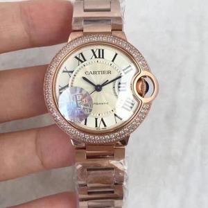 JF nyt produkt CARTIER Cartier blå ballon serie medium 33MM 1:1 shell ærme udstyret med importeret mekanisk bevægelse