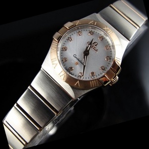 Schweiziske Omega OMEGA Omega Constellation Quartz Double Eagle 18K Rose Gold Ultra-tynde Kvinders Watch Diamond Scale Ladies Watch