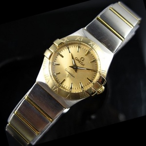 Schweiziske Omega Constellation Quartz Double Eagle 18K Gold Ultra-tynde Kvinders Watch Gold Noodle Ding Scale Ladies Watch