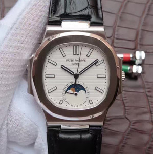 Patek Philippe Sports Nautilus Moon Fase Watch Bælte Moon Fase Automatisk