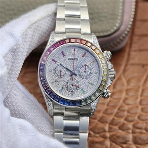 OW Rolex Cosmograph Rainbow Daytona Watch Original Genudgivelse Mænds Ur rustfrit stål Strap Automatisk mekanisk bevægelse