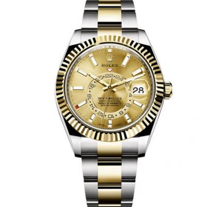 kopi Rolex Oyster Perpetual SKY-DWELLER serie m326933-0001 herre mekanisk ur Ur 18k guldoverflade.