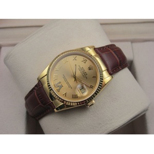 Rolex Rolex Watch Datejust 18K Guld læder Casual Fashion White Noodle D Digital Scale Mænds Watch Gold Watch schweiziske ETA Bevægelse