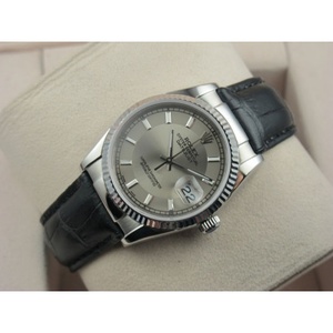 Rolex Rolex Watch Datejust Sort læderrem Grey Face Herreur Swiss Original Movement