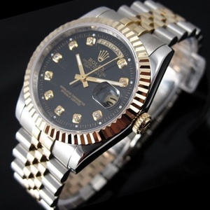 Schweiziske Rolex Rolex Collector's Edition Automatisk Mekanisk Mænds Watch schweiziske ETA Bevægelse Pakke 18K Gold Black Face Diamond Scale Dual Kalender Mænds Watch