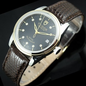 Swiss Movement High Imitation Watch Tudor Junjue Series Mænds Watch 18K Gold Black Diamond Scale schweiziske bevægelse automatisk mekanisk mænds ur Hong Kong Forsamling