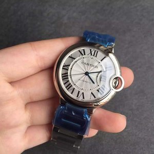 v6 Indgraveret Cartier Blue Balloon Ladies Mekanisk Watch 36mm Søn Mønster