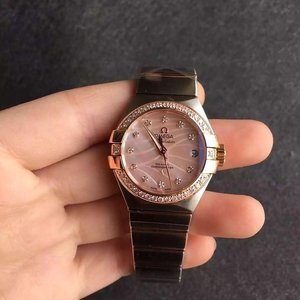 V6 Re-indgraveret New Omega Constellation Series Women's Watch Rose Gold Diamond