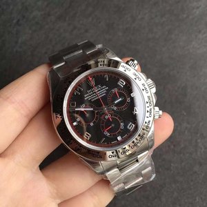 Rolex Daytona V6 version n fabriks sort overflade rød ring 316 rustfrit stål safir spejl