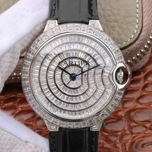 Eins zu eins Replik Cartier blau Ballon Quadrat Diamant Sternen Männer mechanische Uhr [Menschenfreundliche Version]