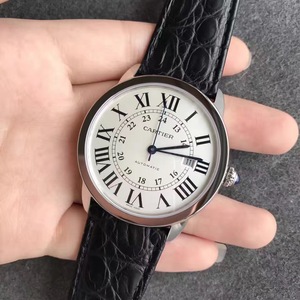 Cartier London Series Mechanischer Boden Herrenuhrgürtel Weißes Gehäuse