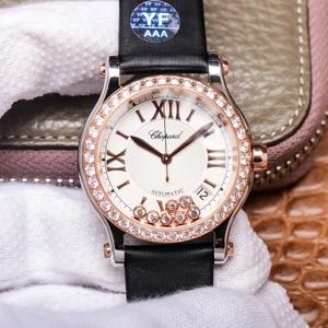 YF Chopard Happy Diamond 278559-3003 Uhr, diamantbesetzte rose gold Damen mechanische Uhr, Seidenarmband