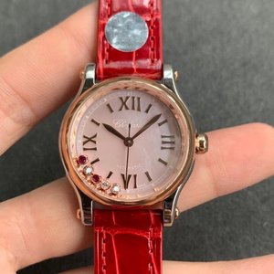 YF Werksuhr Chopard HAPPY DIAMONDS Serie 274893 Roségold fünf Diamanten klein ohne Kalender