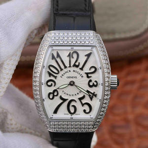 Franck Muller Vanguard V32 Damenuhr, die Uhr ist inspiriert von ihrem schönen Design und einzigartige Form, mit Sonnenprägung Zifferblatt gesetzt