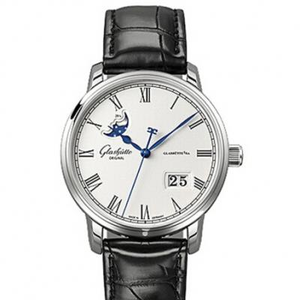 Top Replik Glashütte Original Member Series 100-04-32-12-04 Mechanische Mondphasenuhr für Herren.