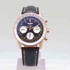 JF Fabrik Breitling Aviation Chronograph Serie PVD Roségold 316L nicht verblassendes Lederband.