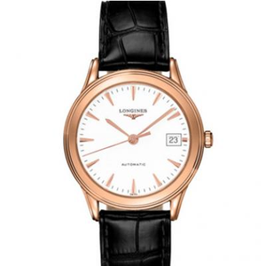 TW Longines Army Flag Serie L4.774.8.22.2 Roségold Herren mechanische Gürteluhr weiße Platte.