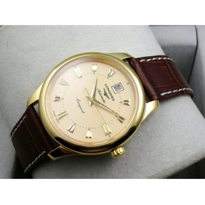 Schweizer Uhren Longines LONGINES klassische Retro-Serie Lederarmband Gold Fall automatische mechanische Herren uhr Herrenuhr Gold Gesicht Gold Skala