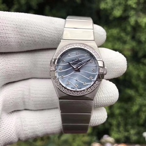 Die stärkste Omega Constellation Serie 123.10.27.60.57.001 Damen-Quarzuhr auf dem Markt, blaues Gesicht Modell, hohe Konfiguration mit gefälschten und real