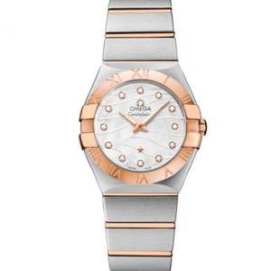 V6 Omega Constellation Series 123.20.27.60.55.006 Damen Quarzuhr 27mm Eins zu Eins Gravur Echte Rose