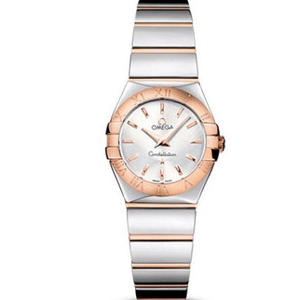 V6 Omega Constellation Serie Damen Quarzuhr 27mm eins zu eingravierte echte Rose Gold Bar Skala