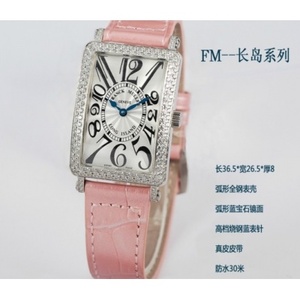 Schweizer Franck Muller Uhr Schweizer Quarzwerk rosa Lederarmband Damenuhr