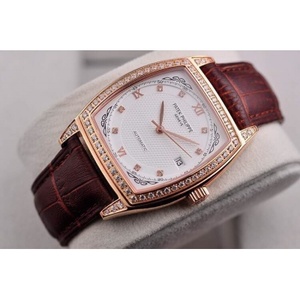 Patek Philippe Dreihand-Automatik mechanische Uhr 18K Roségold mit Diamanten ETA Swiss Uhr Herrenuhr