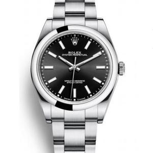 AR Rolex 114300-0005 Oyster Perpetual Series Mechanische Herrenuhr mit schwarzem Gesicht