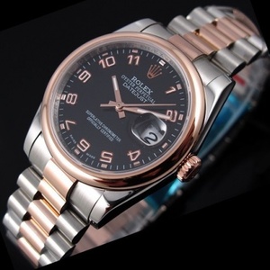 Schweizer Rolex Uhr 18K Rose Gold Automatisches mechanisches schwarzes Gesicht Herrenuhr Oyster Perpetual Series 116201 Schweizer Uhrwerk