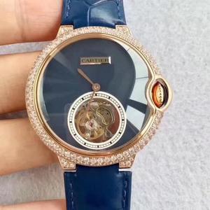 TF produzierte CARTIERs neueste Cartier Blue Ballon Serie Tourbillon Diamant besetzt Damen elegantes Blau