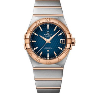 VS Fabrik Replik Omega Constellation Serie 123.20.38.21.02.007 Roségold blau Gesicht Herrenuhr.