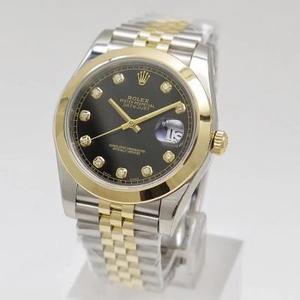 N Werks Rolex Datejust 41MM Neuauflage Faltschließe Black Diamond Herren Herrenuhr (Goldener Typ).