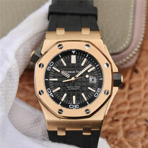 Audemars Piguet 15710 versión definitiva V8 de oro rosa, mide resistencia al agua de alta resistencia a 200 metros, correa de silicona de buceo original, true