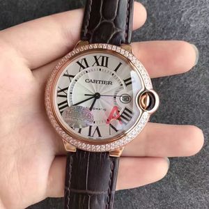 Versión v6 de fábrica v7 de la serie de globos azules Cartier de diamante de oro rosa 42mm reloj mecánico para hombre.