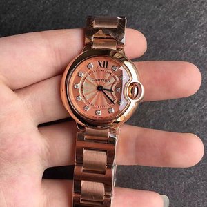 Cartier azul globo señoras pequeño reloj de cuarzo-top Reissue versión de oro rosa