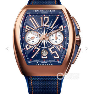 ABF Franck Muller V45 Blue Yacht 7750 Movimiento 44x54 mm Reloj hombre Banda de goma Movimiento Mecánico Automático