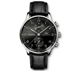 Re-grabado IWC Super Slim Portugu Meter IW371447 Hombres Reloj Mecánico Negro Cara Modelo