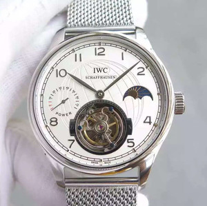 IWC Portugués Power Sun Moon Star Series Real Volante Mecánico Reloj de hombre